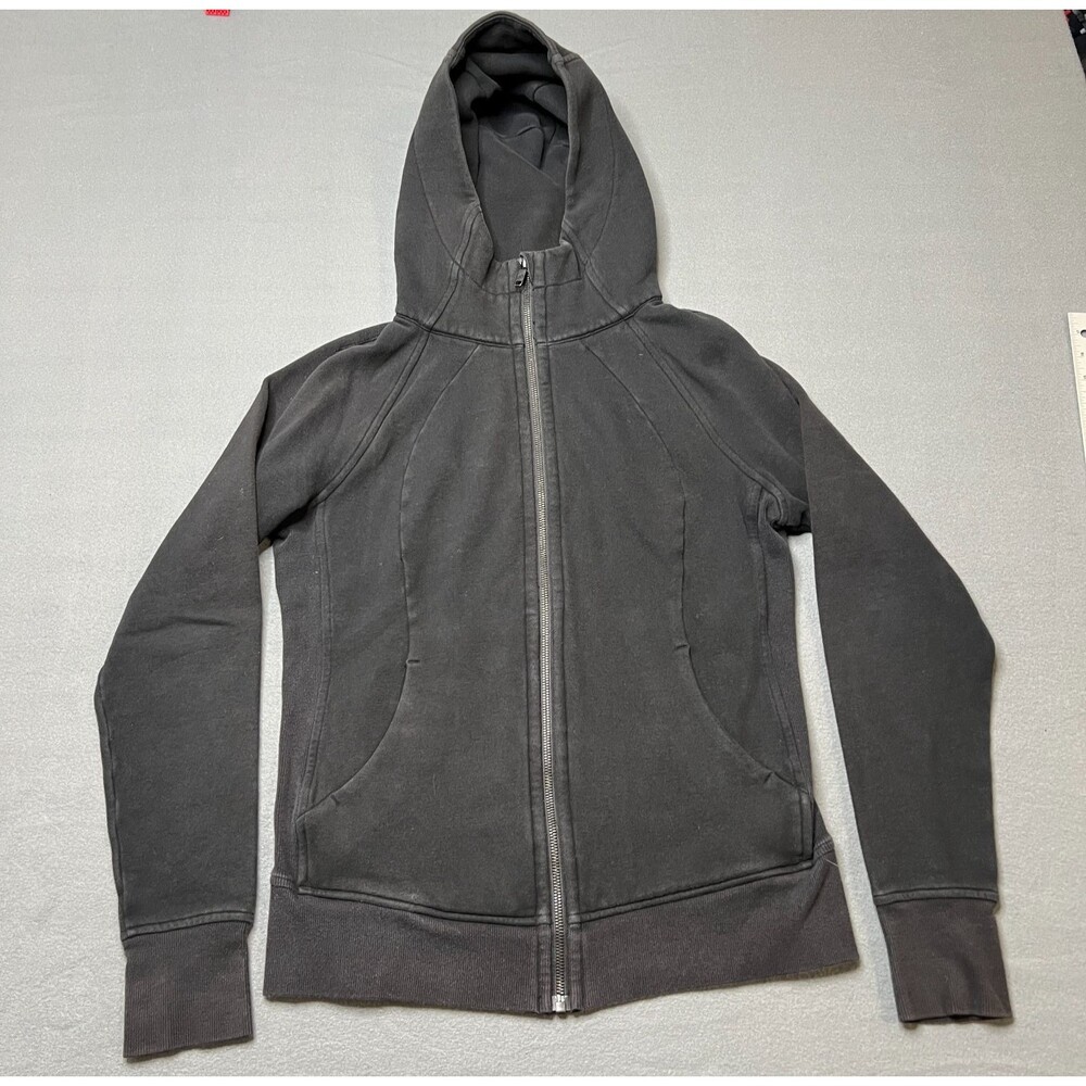 Lululemon Scuba Full Zip Hoodie Women's Size 10 Black Cotton Fleece Long Sleeve